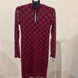 Elegant Red and Black Geometric Dress